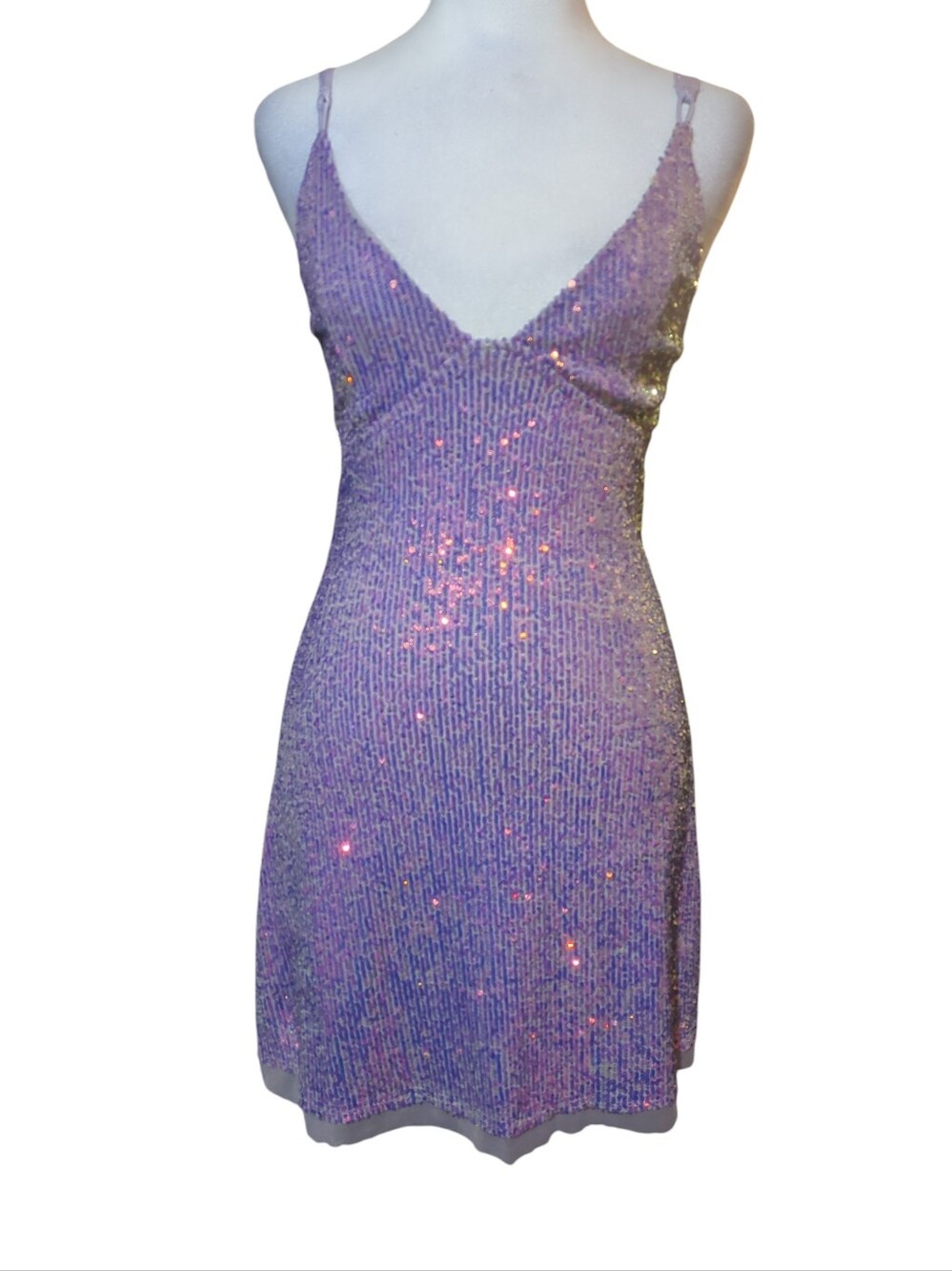 Free People MINI DRESS Lilac Sequin Size Xs